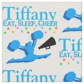 青食べ，眠り，応援パーソナライズされた布 ファブリック (クローズアップ)