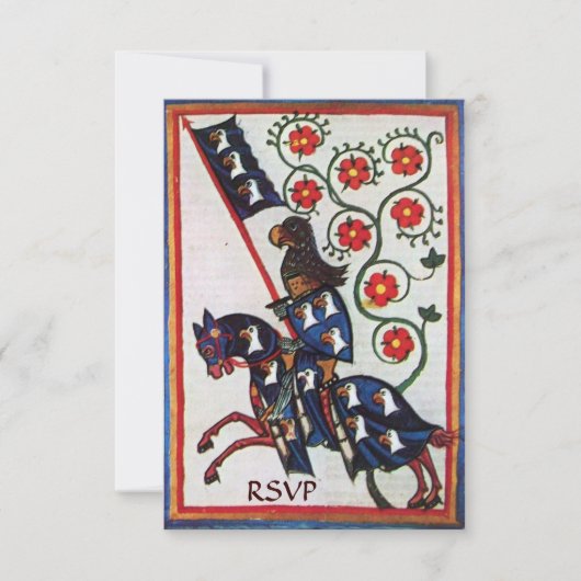 青騎士の馬上像 中世のパーチメント 返信 招待状 (正面)