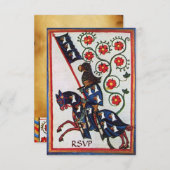 青騎士の馬上像 中世のパーチメント 返信 招待状 (正面/裏面)