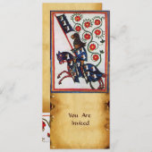 青騎士の馬上像 中世の羊皮紙 招待状 (正面/裏面)