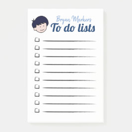 青髪の男の子のリストをする ポストイット