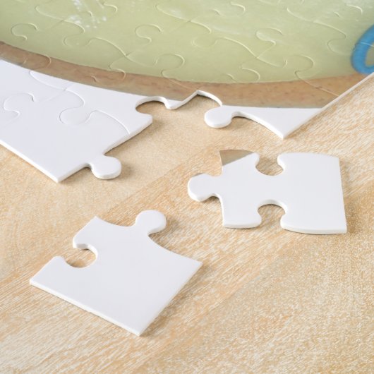 青髪の絵文字アートプリント/グラフィック ジグソーパズル (側面)