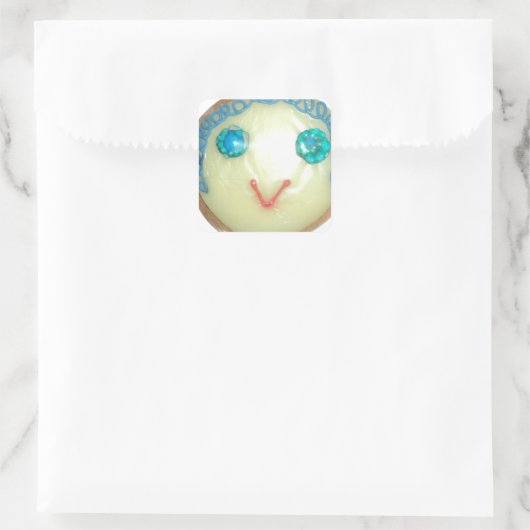 青髪の絵文字アートプリント/グラフィック スクエアシール (バッグ)