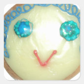 青髪の絵文字アートプリント/グラフィック スクエアシール (正面)