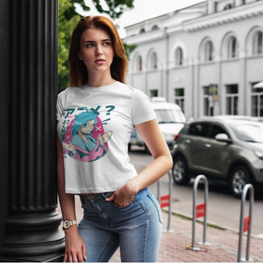 青髪アニメガール Tシャツ