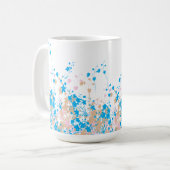 青魅力的とピンクの花の配列 コーヒーマグカップ (正面左)