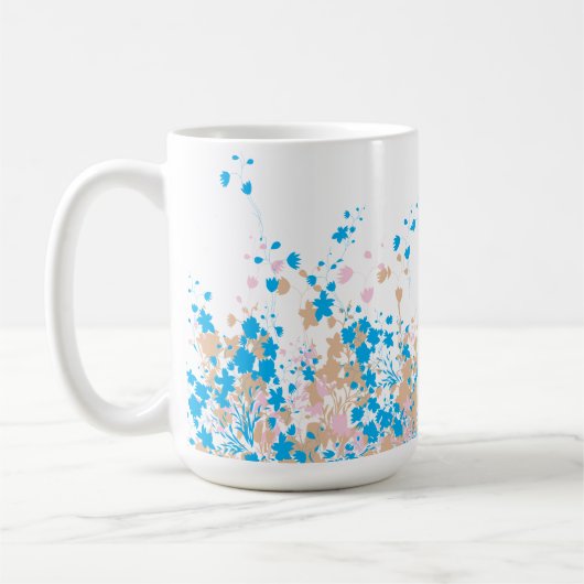 青魅力的とピンクの花の配列 コーヒーマグカップ (左)