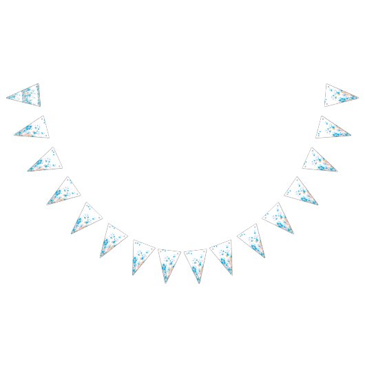 青魅力的とピンクの花の配列 バンティングフラッグ (全)