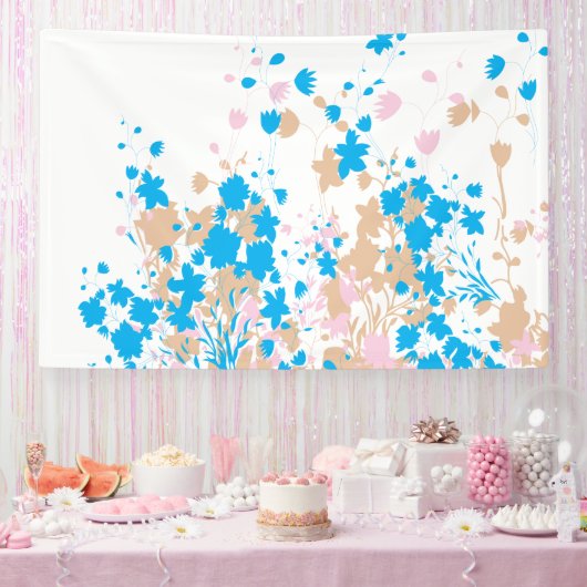 青魅力的とピンクの花の配列 横断幕 (パーティー)
