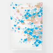 青魅力的とピンクの花の配列 横断幕 (縦)