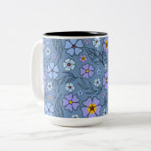 青魅力的と紫のフローラ（アウトライン付） ツートーンマグカップ (正面左)