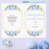 青魅力的フローラ金ゴールドフレーム結婚式 プログラム チラシ (シングル)