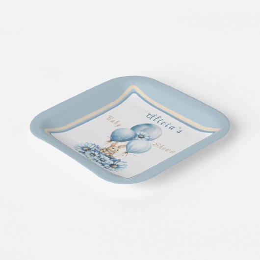 青魅力的少年の赤ちゃんシャワーのバニー ペーパープレート (傾斜あり)