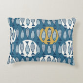 青魚の縫い目の無いインスパイア模様（スカンジ） アクセントクッション (裏面)