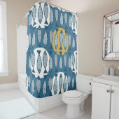 青魚の縫い目の無いインスパイア模様(スカンジ) シャワーカーテン (インサイチュ)