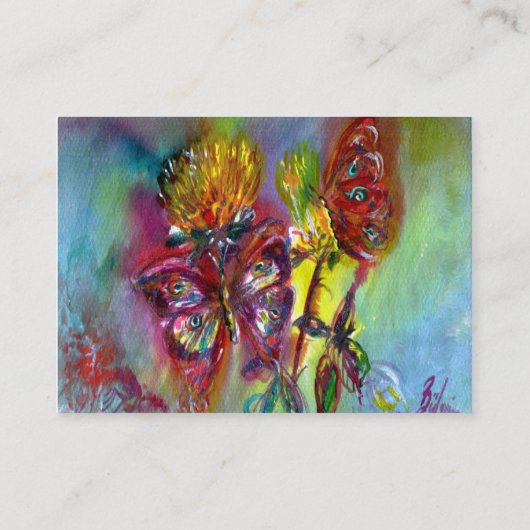 青鮮やかいきらめく蝶，ティール（緑がかった色） 名刺 (裏面)