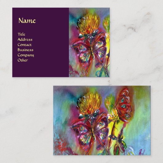 青鮮やかきらめく紫の蝶 名刺 (正面/裏面)