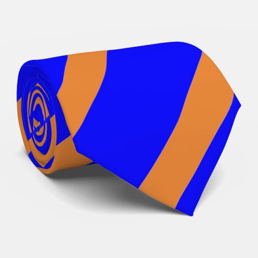 青鮮やかとオレンジのストライプパターン ネクタイ (ロール)