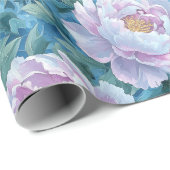 青鮮やかとピンクの牡丹フローラ ラッピングペーパー (ロールコーナー)