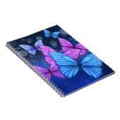 青鮮やかとピンクの蝶アート ノートブック (右側)