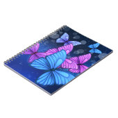 青鮮やかとピンクの蝶アート ノートブック (左側)