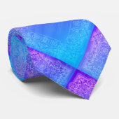 青鮮やかと紫の正方形のパターンタイ ネクタイ (ロール)