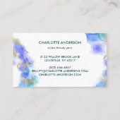 青鮮やかと金ゴールドの抽象芸術液体水色 名刺 (裏面)