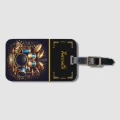 青鮮やかと金ゴールドの音楽シーン ラゲッジタグ (正面横)