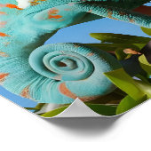 青鮮やかカラフルい背景のカメレオン ポスター (角)