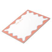 青鮮やかカラフルとピンクの波状ジグザグ縁ど線 ノートパッド (アングル)