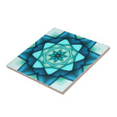 青鮮やかターコイズフローラ星陶磁器タイル タイル (側面)