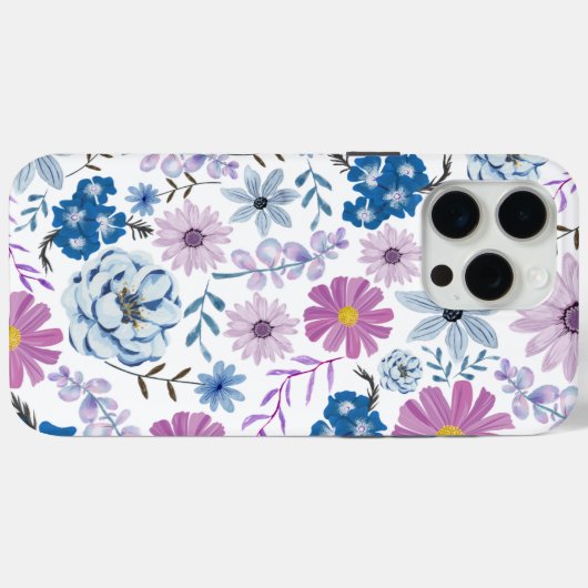 青鮮やか桃色の絵を描花 Case-Mate iPhoneケース (裏面 (横))