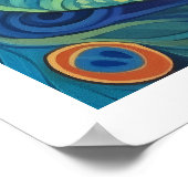 青鮮やか水彩孔雀 ポスター (角)