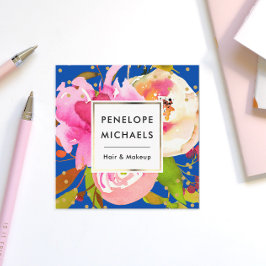 青鮮やか水色フローラと紙吹雪 スクエア名刺