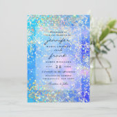青鮮やか海ホログラフィックグリッターきらめき 招待状 (スタンド正面)