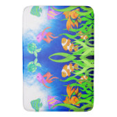 青鮮やか海中魚 バスマット (正面縦)