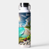 青鮮やか熱帯ビーチ ウォーターボトル (正面)