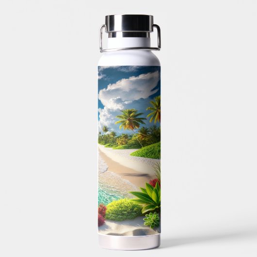青鮮やか熱帯ビーチ ウォーターボトル (背面)