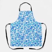 青鮮やか白の水彩植物学 エプロン (正面)