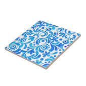 青鮮やか白の水彩植物学 タイル (側面)