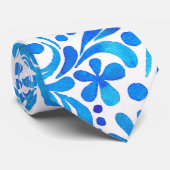 青鮮やか白の水彩植物学 ネクタイ (ロール)
