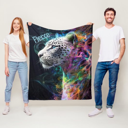 青鮮やか紫のヒョウの渦巻き フリースブランケット (インサイチュ)