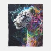 青鮮やか紫のヒョウの渦巻き フリースブランケット (正面)