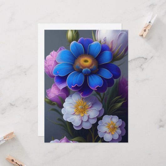 青鮮やか紫ファンタジー園花 カード (正面/裏面インサイチュ)