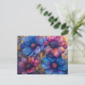 青鮮やか紫フローラはがき ポストカード (スタンド正面)