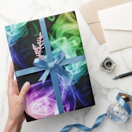 青鮮やか紫抽象芸術煙パターン ラッピングペーパー