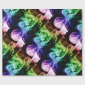 青鮮やか紫抽象芸術煙パターン ラッピングペーパー (フラット)