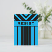 青鮮やか色と黒のストライプと山形 ポストカード (スタンド正面)