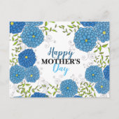 青鮮やか色の花と葉緑の花の母の日 ポストカード (正面)