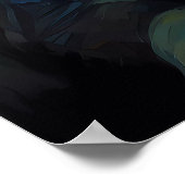 青鮮やか色の黄色のオレンジ色の花1:1 ポスター (角)